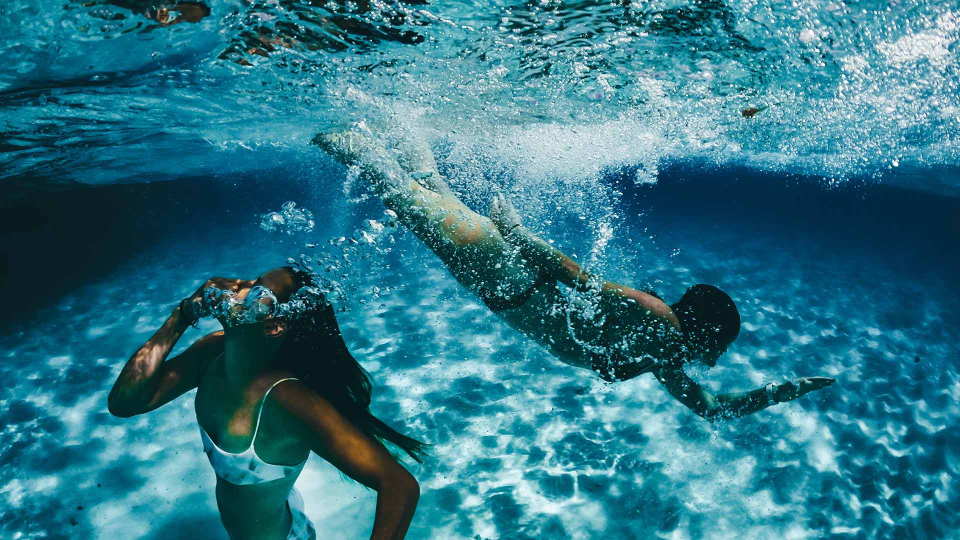 diving in crystal clear waters of Caribbean