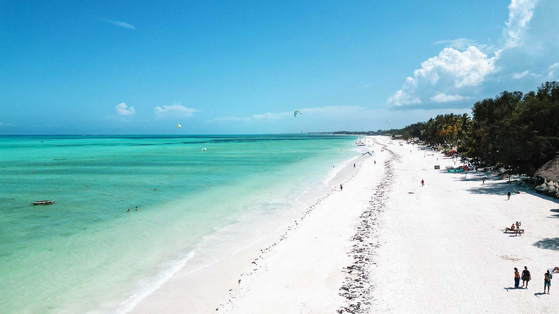 paradise beach in zanzibar with white sand and turquoise water