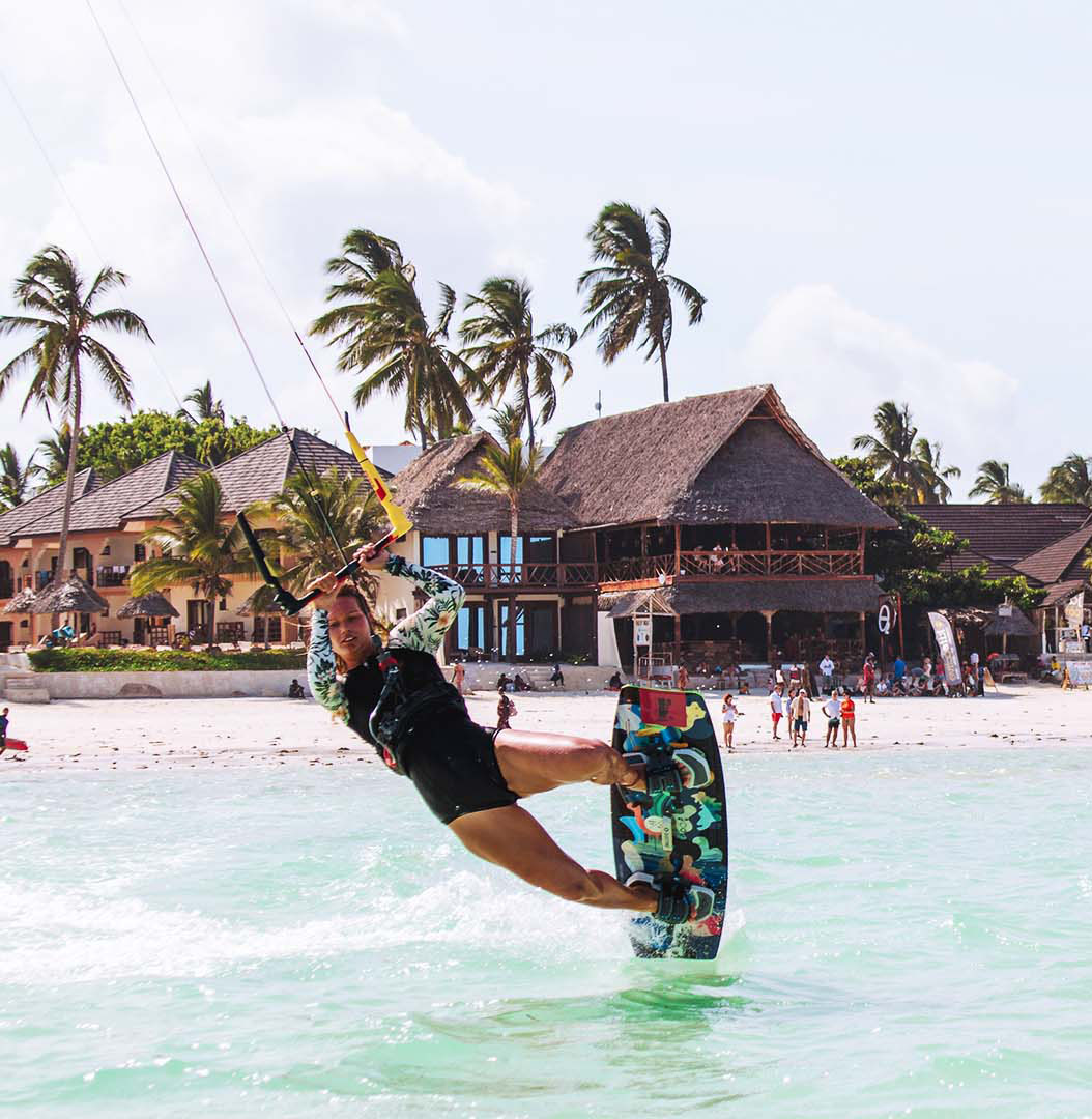 kitesurf girl on turquoise water